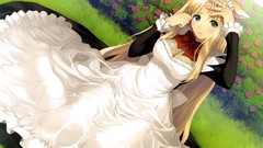 Roses blondes blush anime girls green eyes maids tony taka 