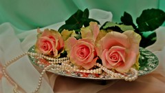 Roses bouquet pearls weddings