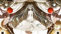 Roses dress clowns hatsune miku vocaloid twintails