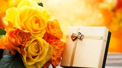 Roses Gifts boxes presents yellow flowers Yellow Rose