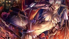 Roses predator elves chains anime girls cleavage artwork 