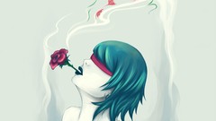 Roses smoking aqua hair