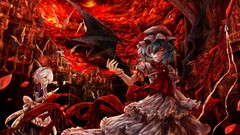Roses wings Anime devil Knives red eyes Ribbons bats remilia 
