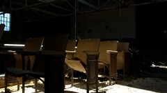 ruin abandoned chair indoors