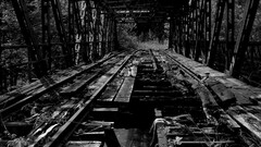 ruin monochrome dark Wood Bridge outdoors
