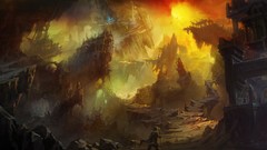 Ruins cityscapes artwork fantasy art Shuxing Li