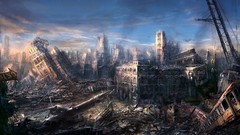Ruins cityscapes artwork post-apocalyptic