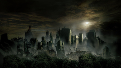 Ruins dark night post-apocalyptic