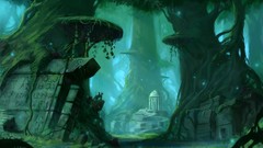 Ruins forests artwork fantasy art