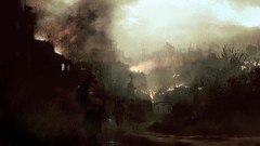 Ruins soldiers statues apocalyptic artwork