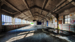 Ruins urban buildings decay