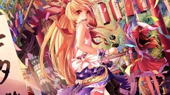 Running blondes anime girls brunettes hakurei reimu touhou 