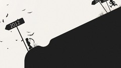 Running cliffs silhouettes minimalistic grim reapers