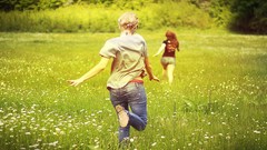 Running outdoors grass nature