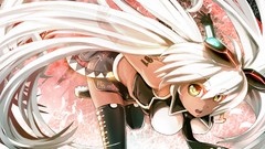 Running tie white hair gloves tattoos skirts long hair headsets 