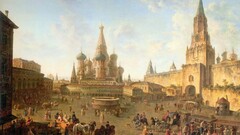 Russia Moscow Europe artwork painting cropped