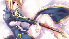 Saber blondes anime girls fate zero fate series