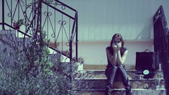 Sadness woman stairs