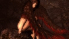 Sadness woman wings angels