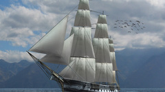 Sail ship renders