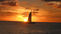 Sail sunset sailing ship