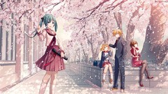 Sakura anime girls hatsune miku vocaloid kagamine len kagamine 