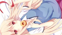 Sakura beds blondes long hair anime girls school uniforms 