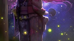 Sakura fireflies anime girls mahou shoujo madoka magica akemi 