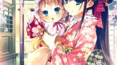 Sakura kimono long hair ponytails katagiri hinata