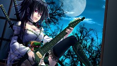 Samurai red eyes black hair upscaled