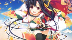 Samurai red eyes monkeys kimono skirts anime girls open mouth 