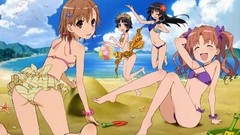 Sand Anime Beaches anime girls misaka mikoto toaru kagaku no 