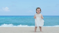 Sand children dress Beaches smiling