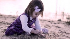 Sand children sitting Beaches playing hair bow