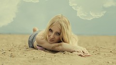 Sand clouds woman Beaches blondes