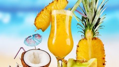 Sand food coconut juice pineapple Beaches fruits parasol