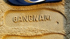 Sand footprint slippers gangnam style