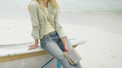 Sand ocean woman Books Beaches blondes blue eyes freckles curly 