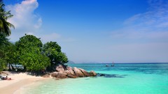 Sand Sea Beaches blue skies