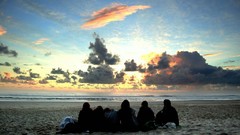 Sand Sea clouds Beaches sea shorelines