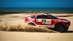 Sand Sea heat Auto red Sports coast cars day SUV Mitsubishi 