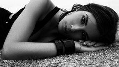 Sand Sea love black and white hands lips Seaside white eyes 