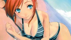 Sand Sea nature Trees water clouds ocean Anime wet Beaches 