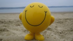 Sand Sea yellow smiley funny happy smiling