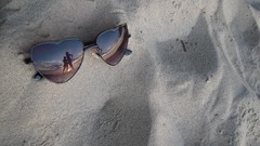 Sand silhouettes Beaches reflections sunglasses