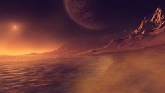 Sand sun Mountains moon abstract