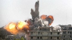 Sand War explosions dust fight military USA houses bombs combat 