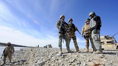 Sand War Guns dust fight soldiers military patrol rocks USA 