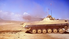 Sand War Guns smoke dust Army fight soldiers Czech Republic 