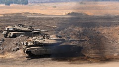 Sand War smoke dust Army soldiers armor military tracks israel 